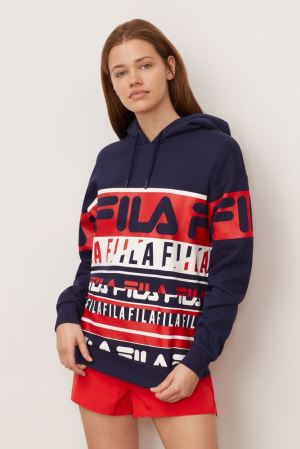 FILA Harley Hoodies Navy / Red / White,Womens Clothing | CA.EDPCTM170